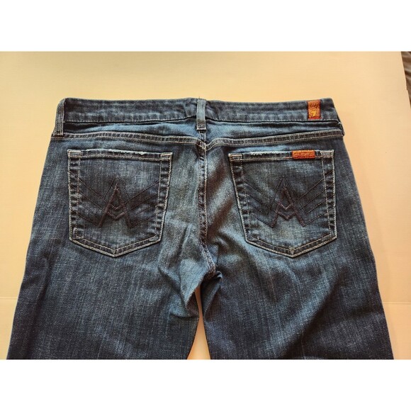 7 For All Mankind Jeans Women 30 Blue Denim A Pocket Stretch Bootcut Flare 33x31 - Picture 5 of 7